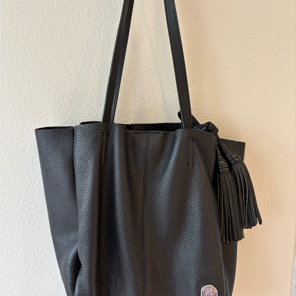 Elegant Black Leather Tote Bag